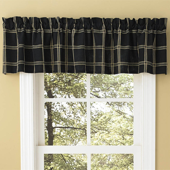 Park Designs Windsor Star Indigo Navy Plaid Valance lined Cotton Country 72 X 14 Inches - Olde Church Emporium