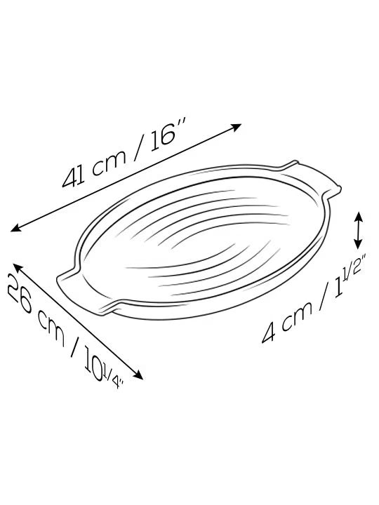 Peugeot Grill to Table Oval Ceramic Grill Dish / 41 cm / 16 " - Balck