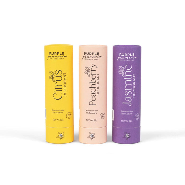 Plastic-Free Deodorant – Aluminum & Paraben-Free – Jasmine, Citrus & Peach Berry Scents