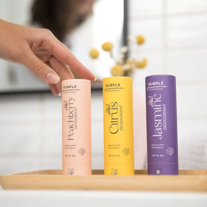 Plastic-Free Deodorant – Aluminum & Paraben-Free – Jasmine, Citrus & Peach Berry Scents