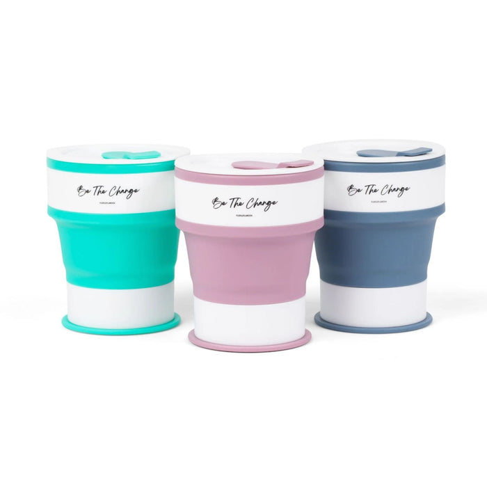 Portable Silicone Cup, Collapsible & Sustainable. Perfect for Travel. Teal, Navy or Mauve