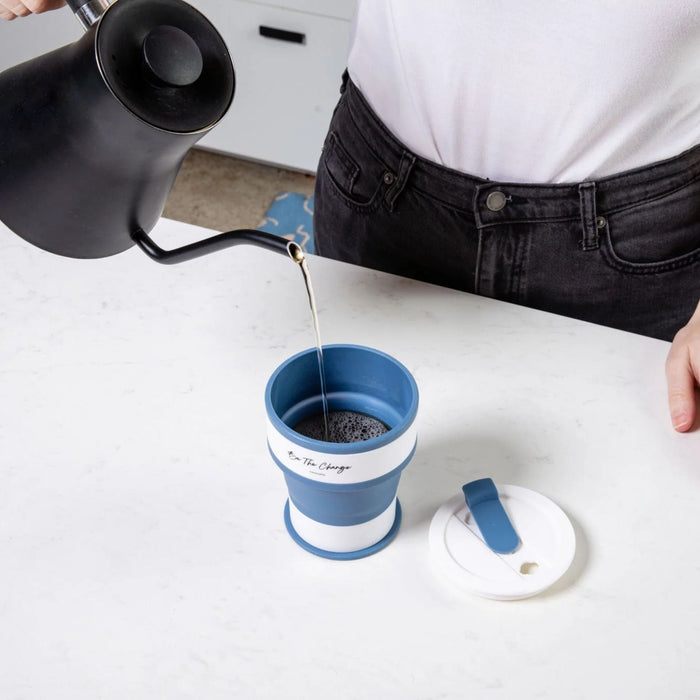 Portable Silicone Cup, Collapsible & Sustainable. Perfect for Travel. Teal, Navy or Mauve