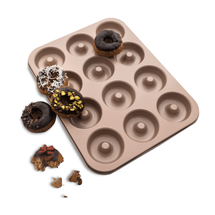 TheMix Shop Rose Gold Rose Gold Doughnut Tray – 12-Hole Donut Pan