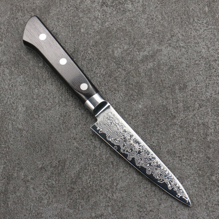 Ryusen Bonten Unryu VG10 63 Layer Damascus Petty-Utility 105mm Black Pakkawood Handle - Seisuke Knife