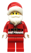 Santa - Red Fur Lined Jacket with Button, Red Legs, Light Bluish Gray and White Bushy Eyebrows