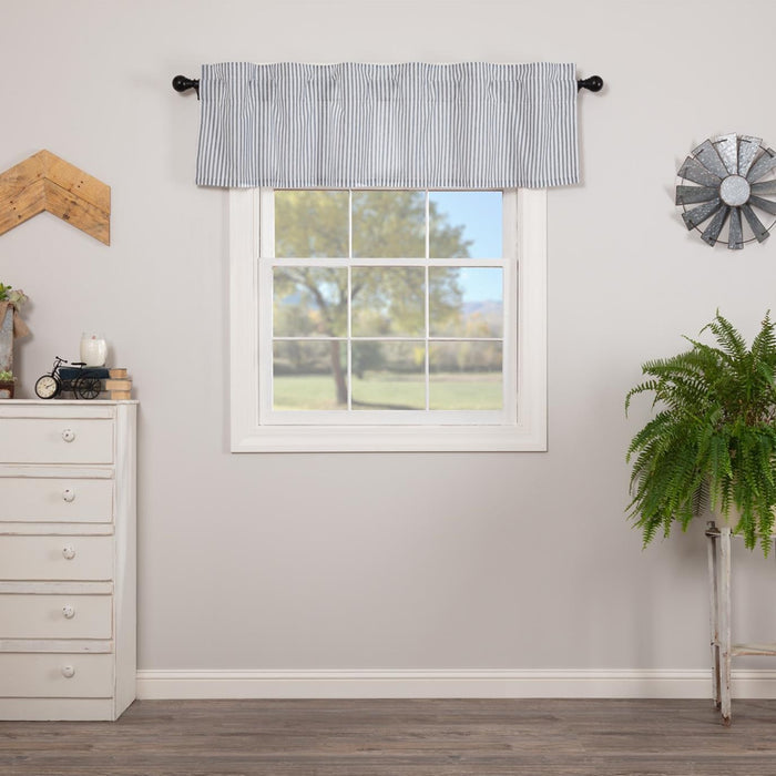 Sawyer Mill Blue Ticking Stripe Lined Window Valances 2 Sizes Farmhouse Country