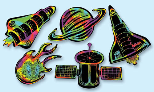 Scratch Art® Classroom Packs - Scratch Art Outer Space Scratchin' Shapes Group Pack [Home Decor]- Olde Church Emporium