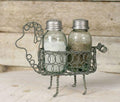 Sheep Salt and Pepper Caddy - Glass shaker bottles embossed - Olde Church Emporium