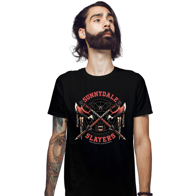 Daily_Deal_Shirts Fitted Shirts, Mens / Small / Black Sunnydale Crest