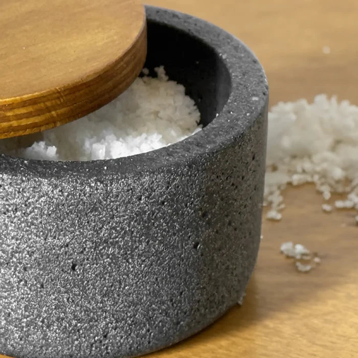 Verve Culture Concrete Salt Cellar with Wooden Lid