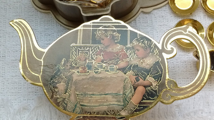 Victorian Children and their Pets Mini Pretend Play Tea Set with 14 Pieces - Olde Church Emporium