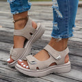 Wedge Sandals - Open Toe & Breathable Upper with Ankle Strap