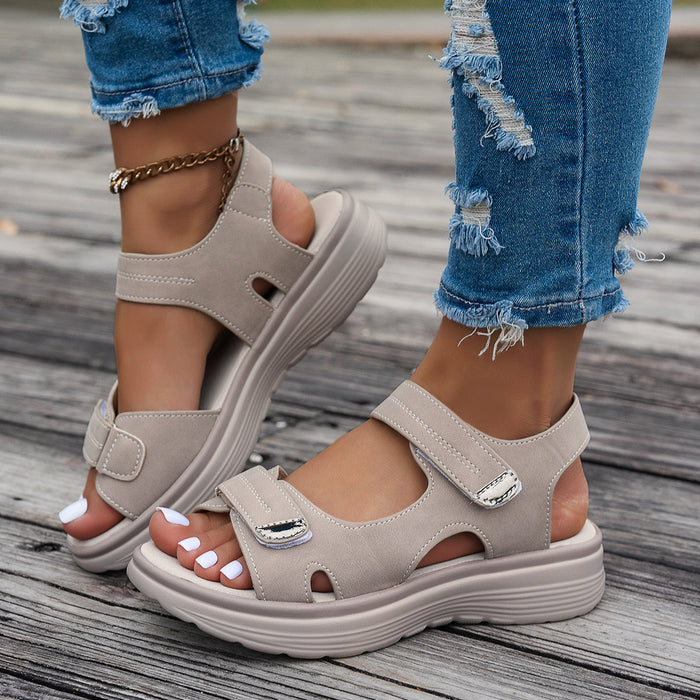Wedge Sandals - Open Toe & Breathable Upper with Ankle Strap