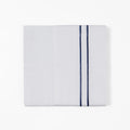 White Sheet Set With Navy Stripe Embroidery