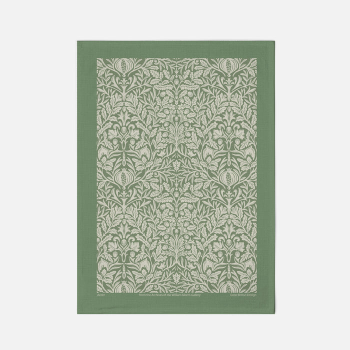 William Morris Cotton Tea Towel - Acorn Green