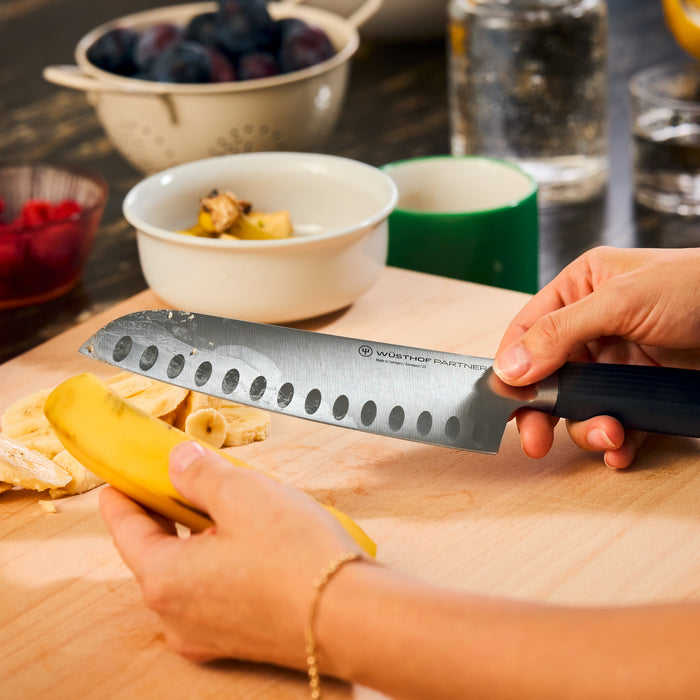 Wusthof Partner 7” Hollow Edge Santoku - Matte Black