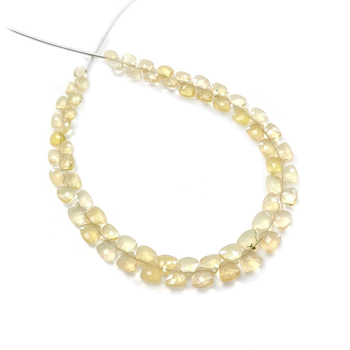 Yellow Opal Faceted Loose Beads: 21.00cts Natural Untreated Opal Gemstone Triangle Shape Both Side Cut Beads 4mm - 6mm 7.5" Strand